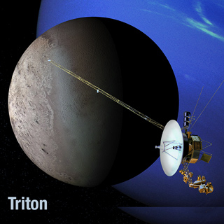 Artist's rendering of Voyager 2 and Triton