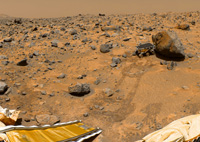 Color panorama of the Pathfinder landing site, including the rover