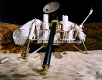 Photograph of a full-scale Viking lander model.