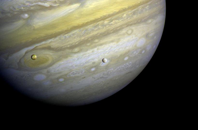 Photo of Jupiter and two of its satellites 
