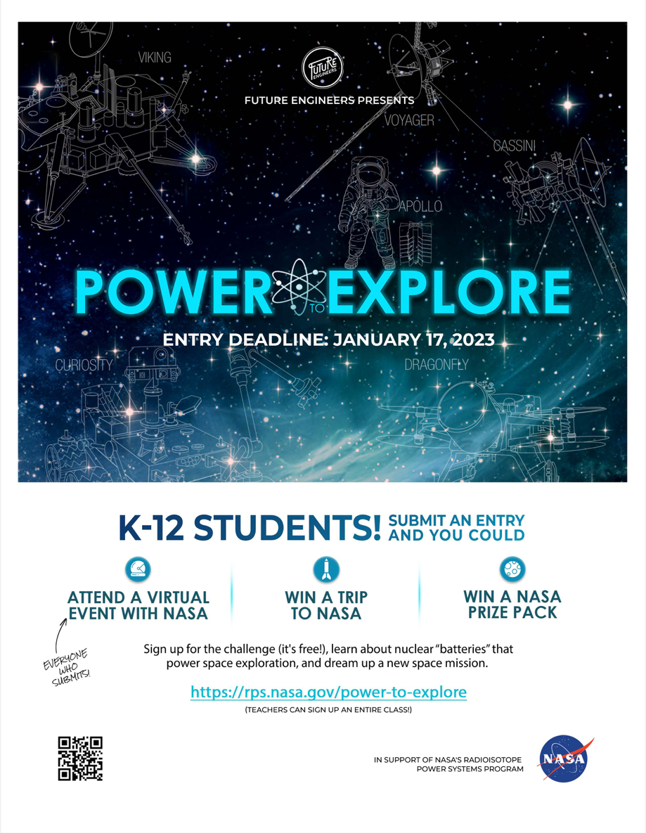 2022-23 RPS Power to Explore Student Challenge poster
