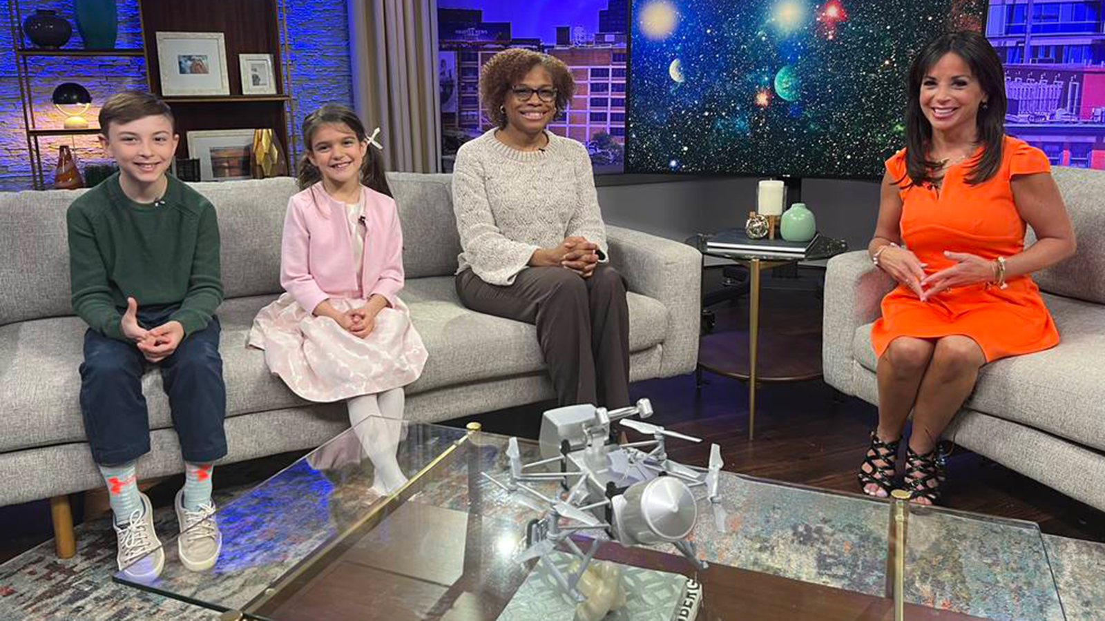 NASA’s Concha Reid and two students from “The Power to Explore Challenge,” are being interview by Good Company’s Hollie Strano. 