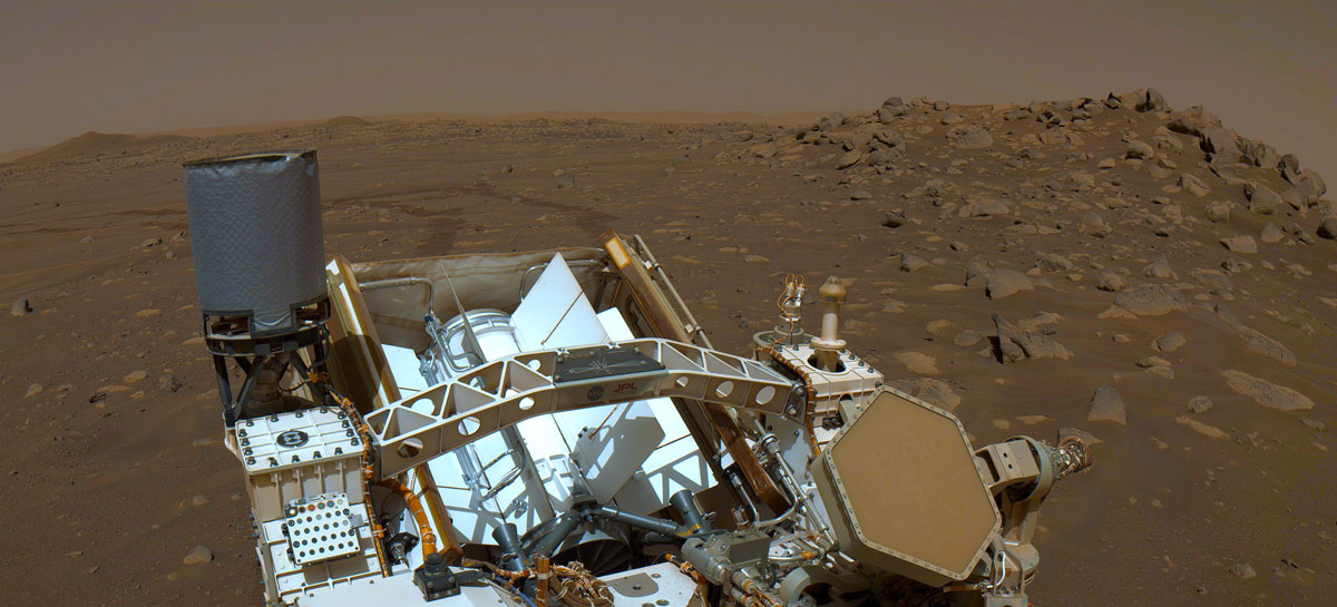 The Multi-Mission Radioisotope Thermoelectric Generator is visible in this image of Perseverance on Mars